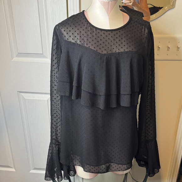 Chic Black Ruffle Blouse - Picture 1 of 4